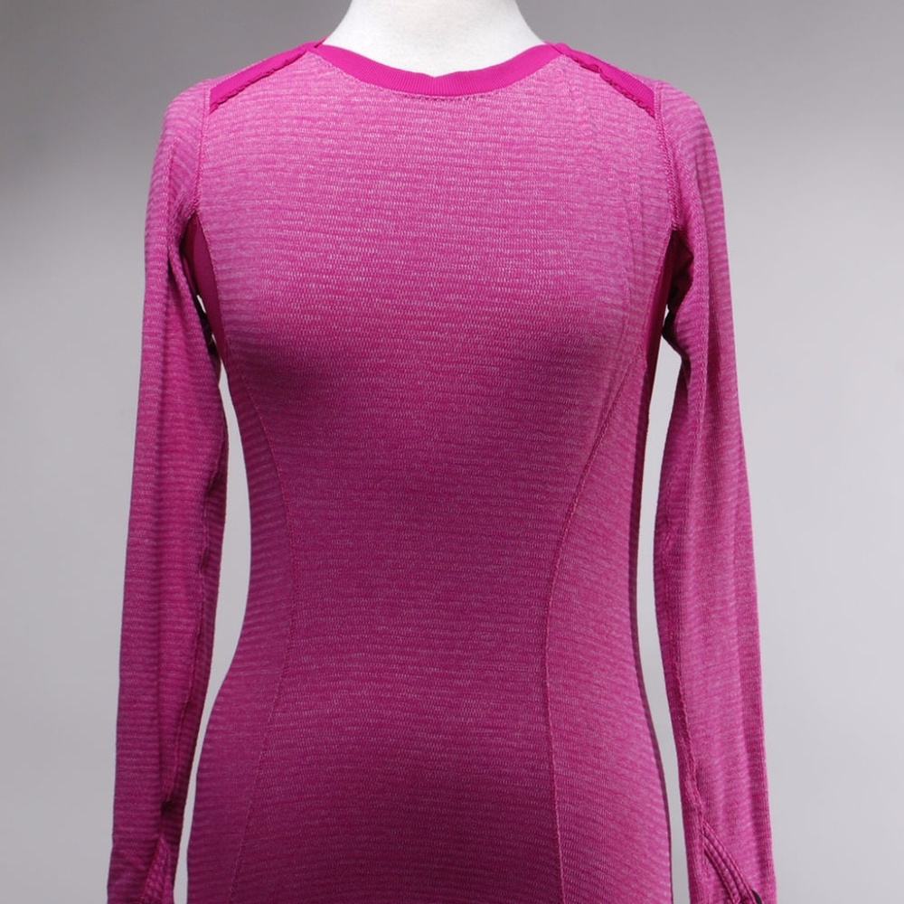 Lululemon Hot Pink Striped Thumb Holes Cuff Blouse
